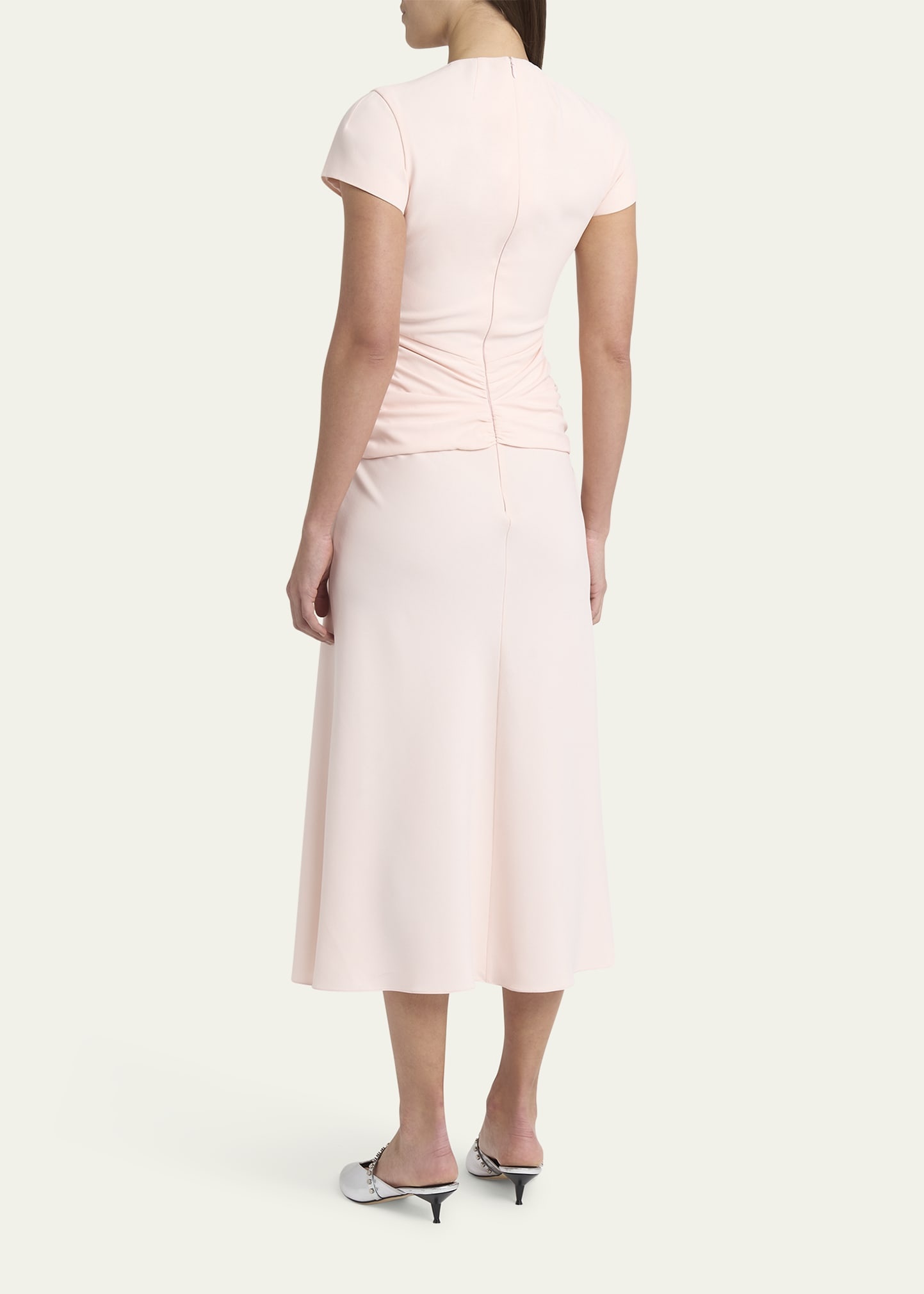 Twisted Waist Short-Sleeve Midi Dress - 3
