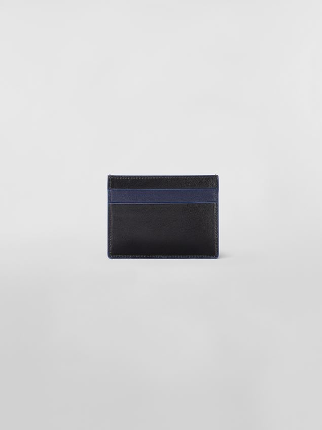 BI-COLOURED BLUE AND BLACK CALFSKIN CARD HOLDER WITH M GRAPHIC PATTERN - 3