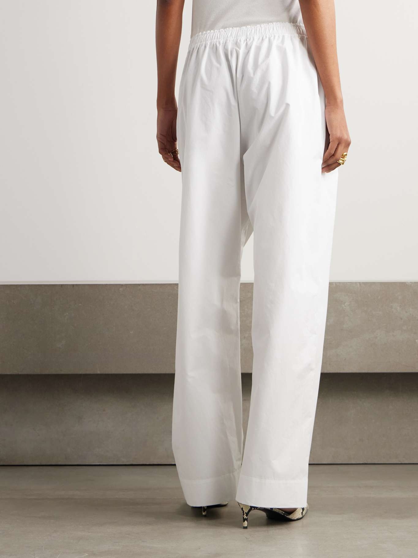 Cotton-poplin wide-leg pants White - 4