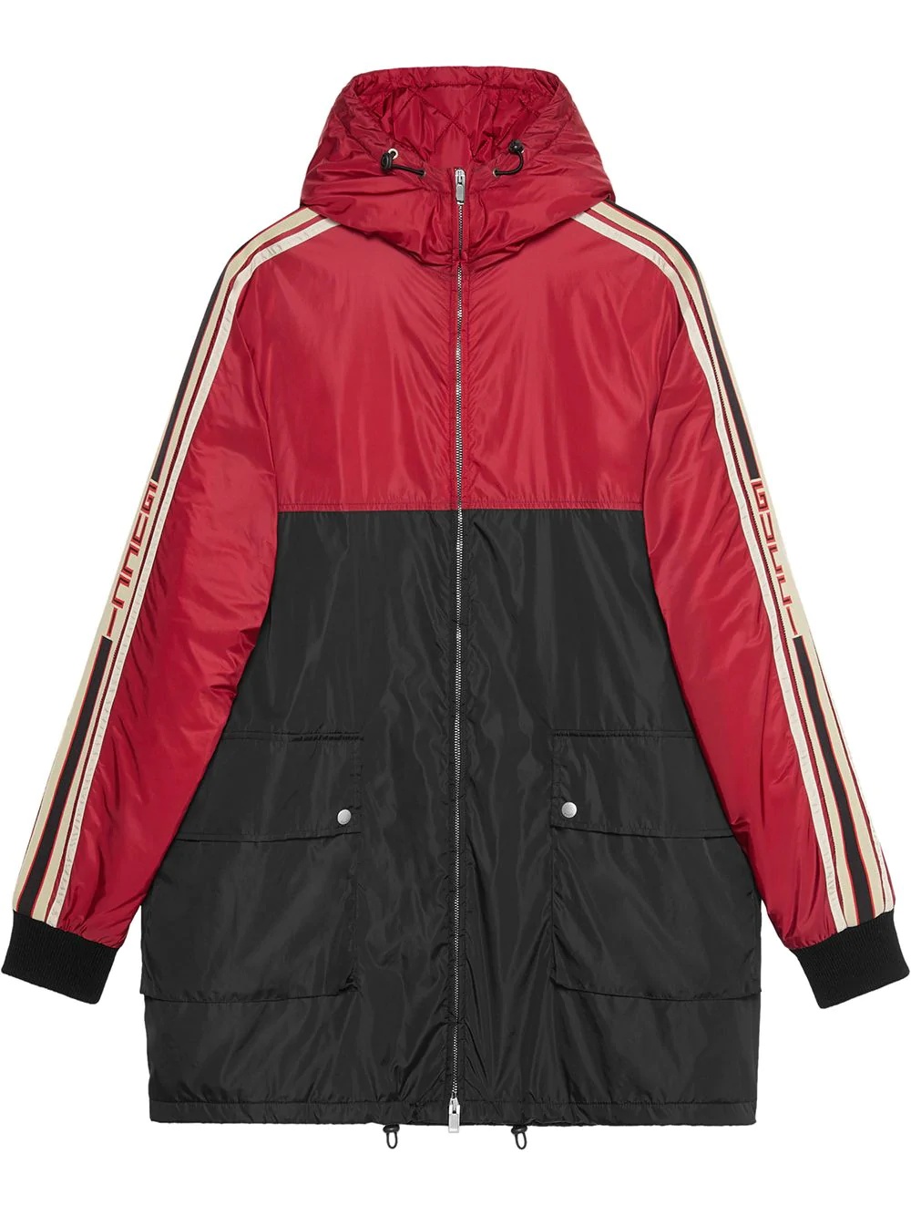 Nylon coat with Gucci stripe - 1