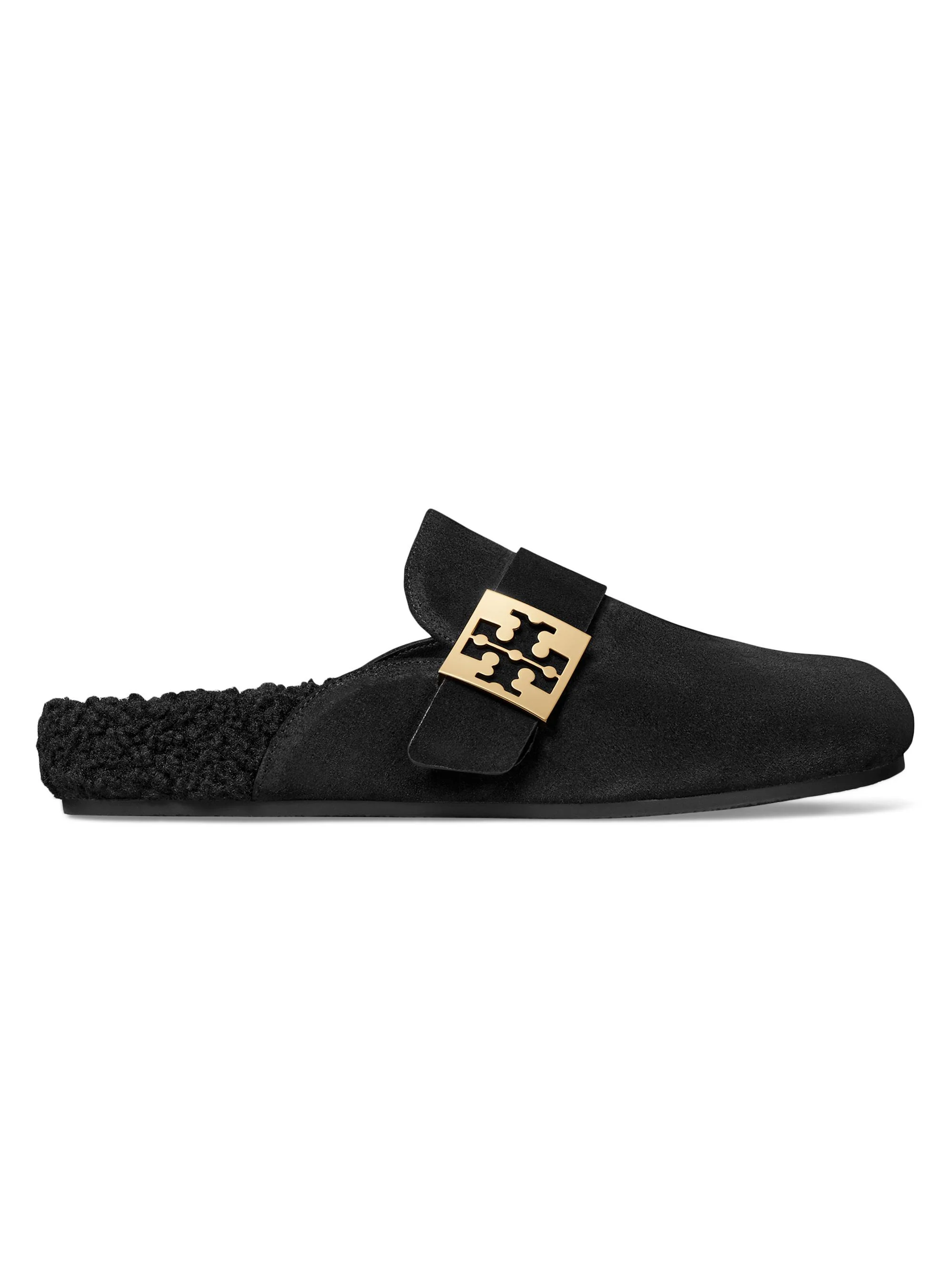 Women's Mellow Faux-Shearling Suede Mules - Black - 1