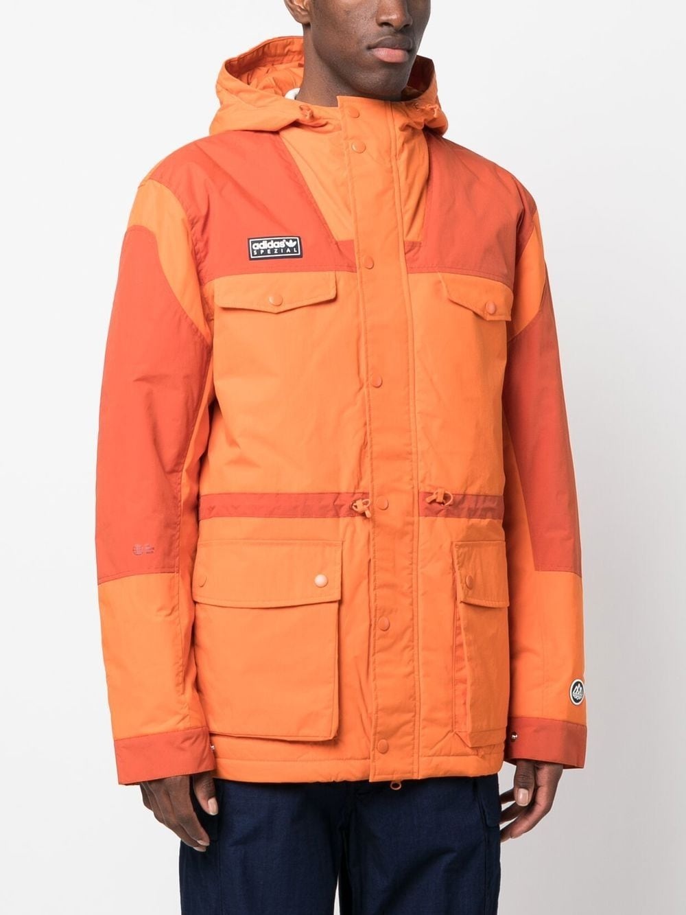 chest logo-patch hooded jacket - 3