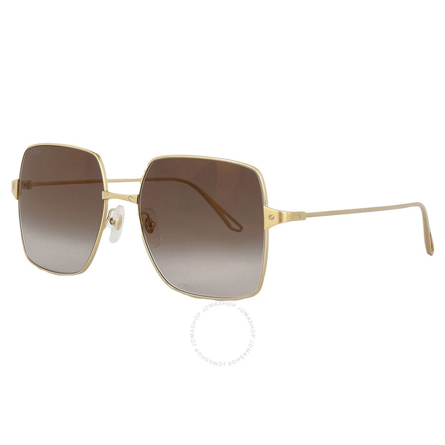 Cartier Santos de Cartier Brown Square Ladies Sunglasses CT0297S 002 57 - 4