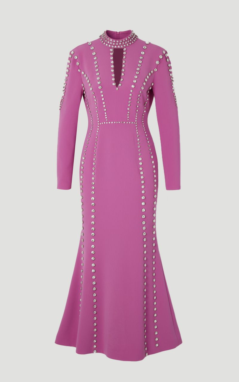 Plus Size Crystal Embellished Woven Plunge Detail Maxi Dress 1