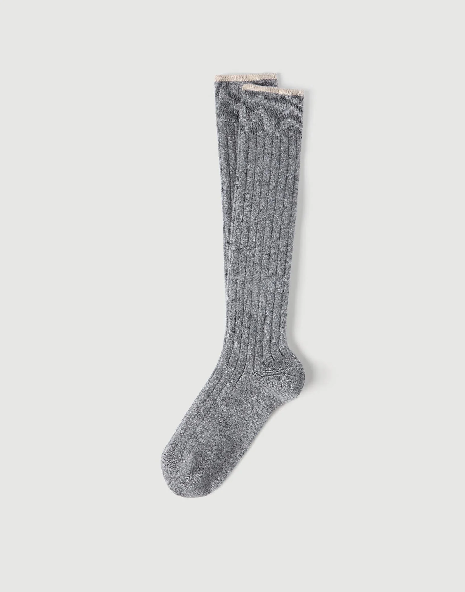 Cashmere rib knit socks - 1