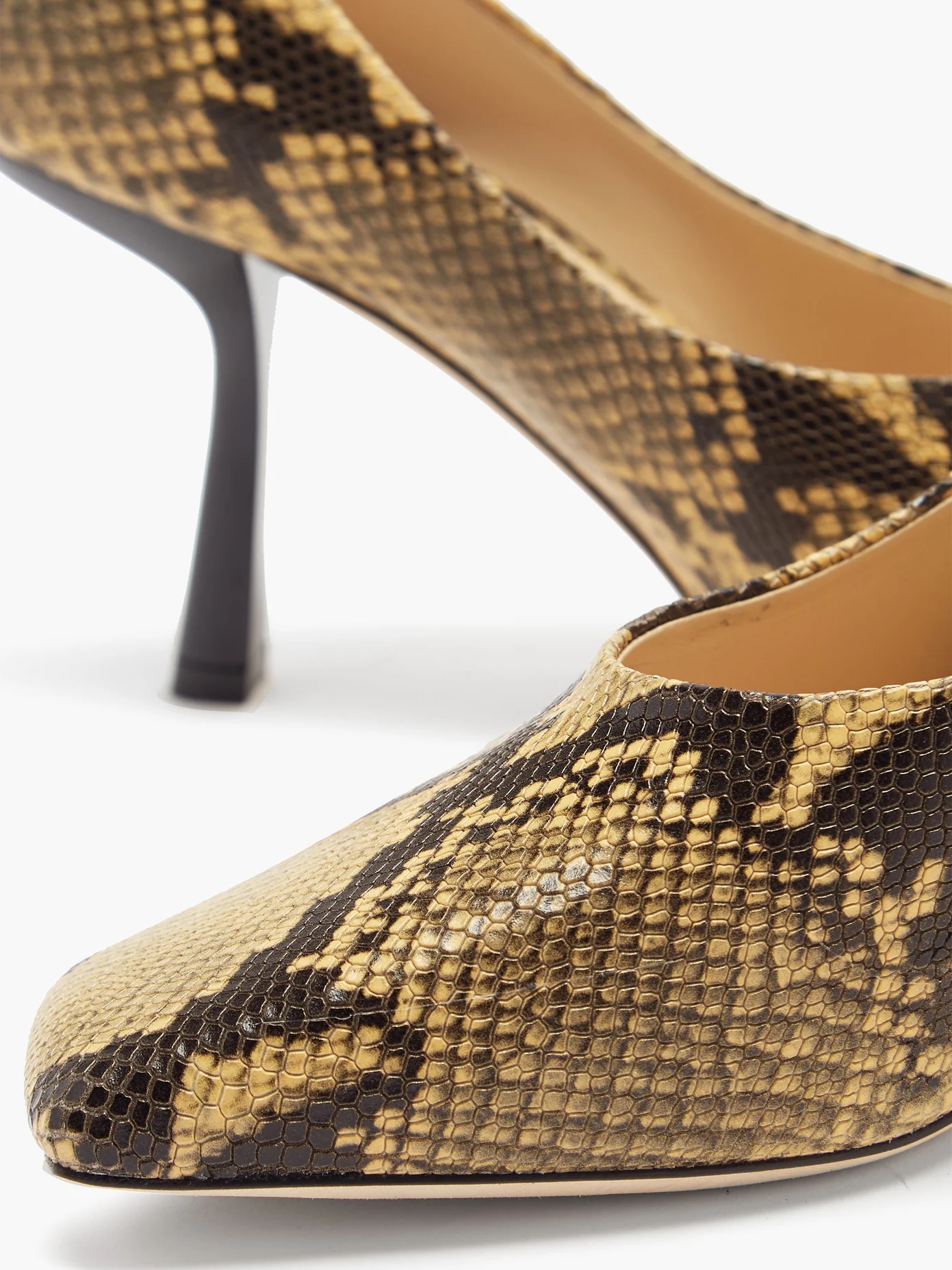 Marcela 85 square-toe python-effect leather pumps - 6