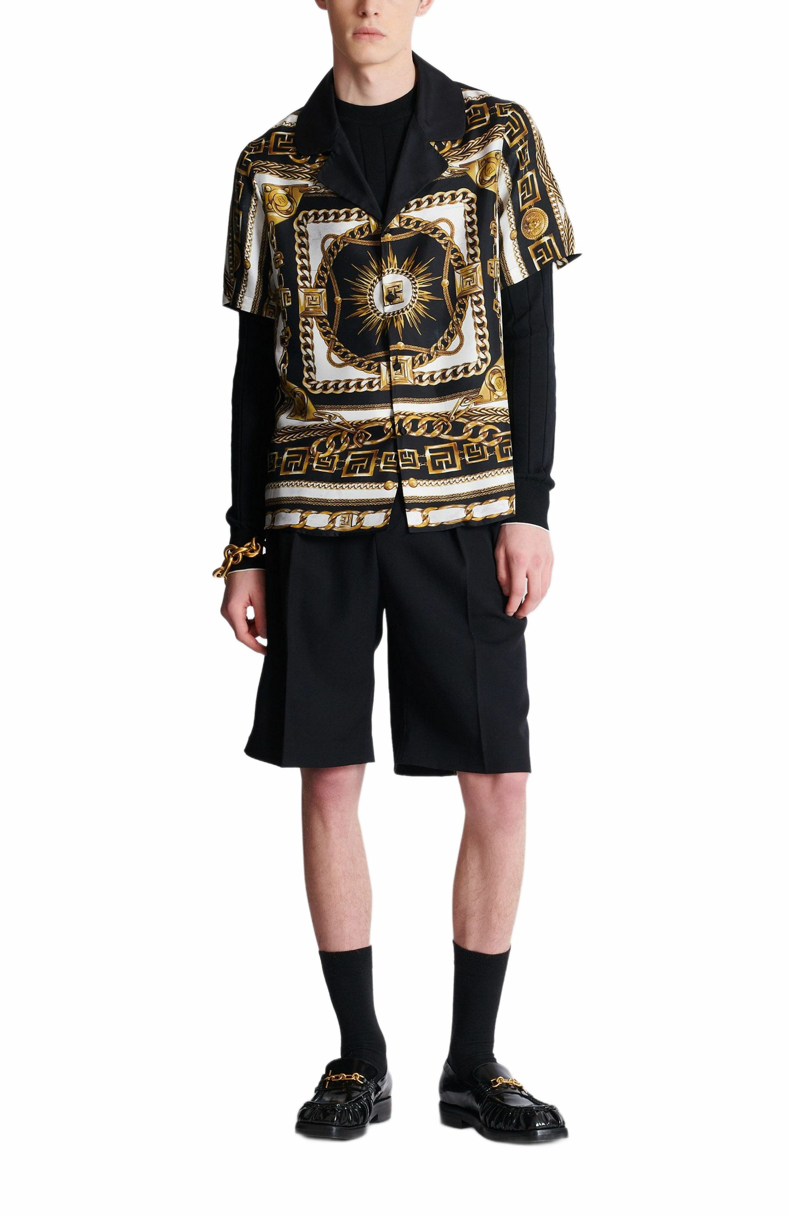 Balmain Printed pyjama shirt with Foulard Chaînes pattern in Multicolor at Nordstrom - 3