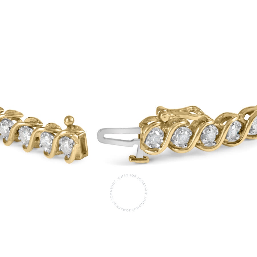 Haus Of Brilliance - Haus of Brilliance 10K Yellow Gold 3 cttw Round-Cut Diamond Spiral Link 7.50" Bracelet (I-J Color, I - 2