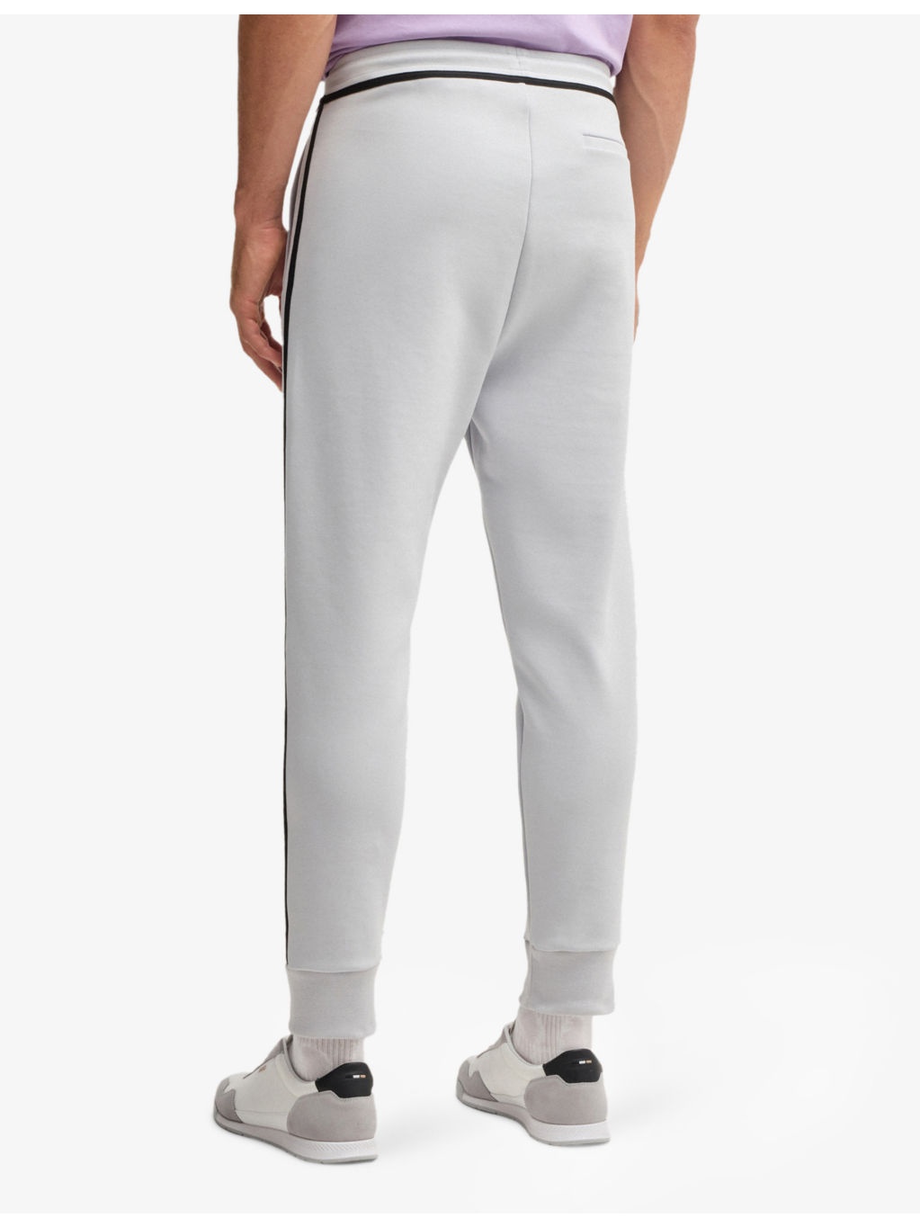 Rubberised-branding striped-trim stretch cotton-blend jogging bottoms - 4