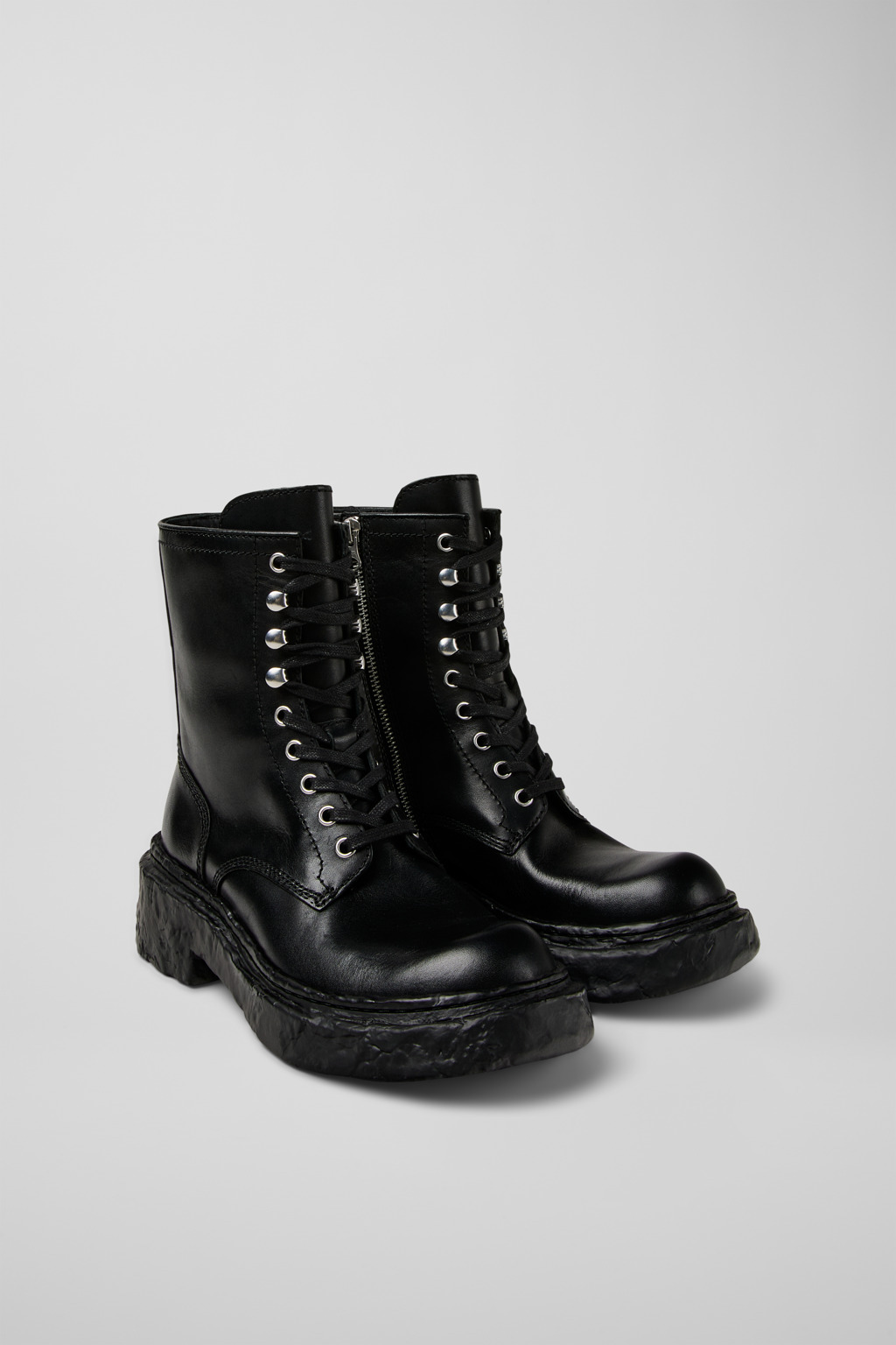 Black Leather Medium Boots - 2