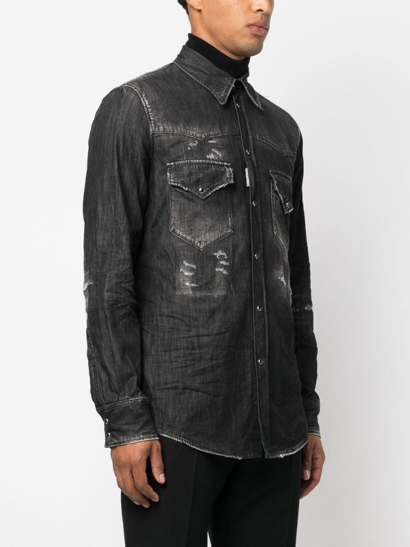 Black distressed retailer denim shirt