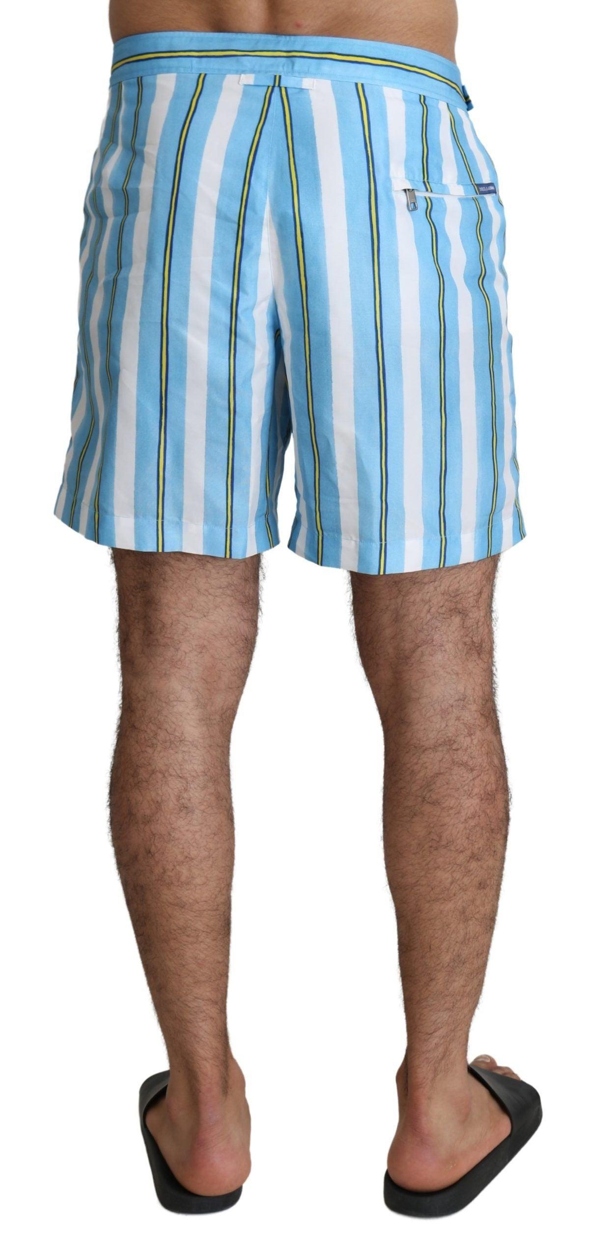 Dolce & Gabbana Blue Striped Beachwear Men Swimshorts - 3
