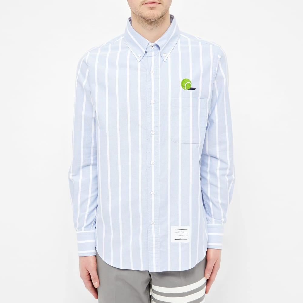 Thom Browne Tennis Ball Icon Button Down Stripe Oxford Shirt - 3