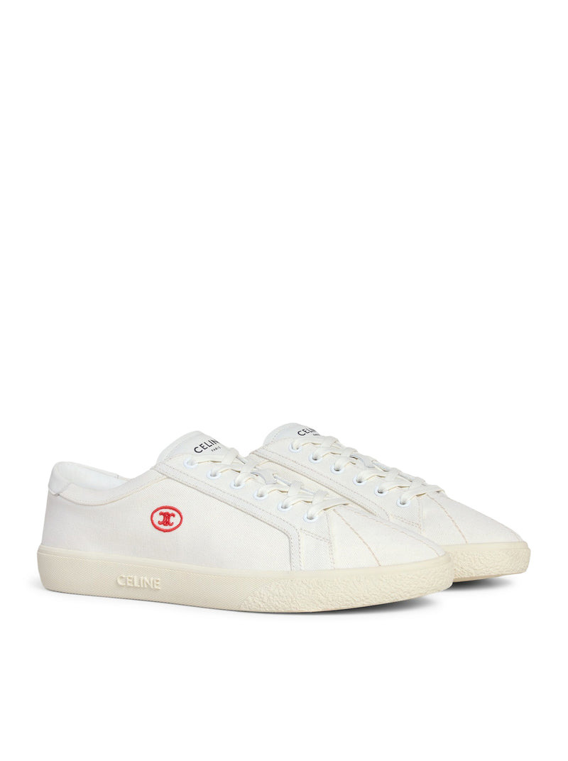 Celine Men Lou Low-Top Lace-Up Sneaker With Triomphe Application In Canvas And Calfskin - 2