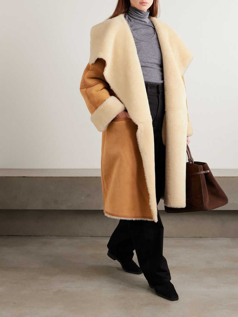 TOTEME Draped shearling coat Tan outlook