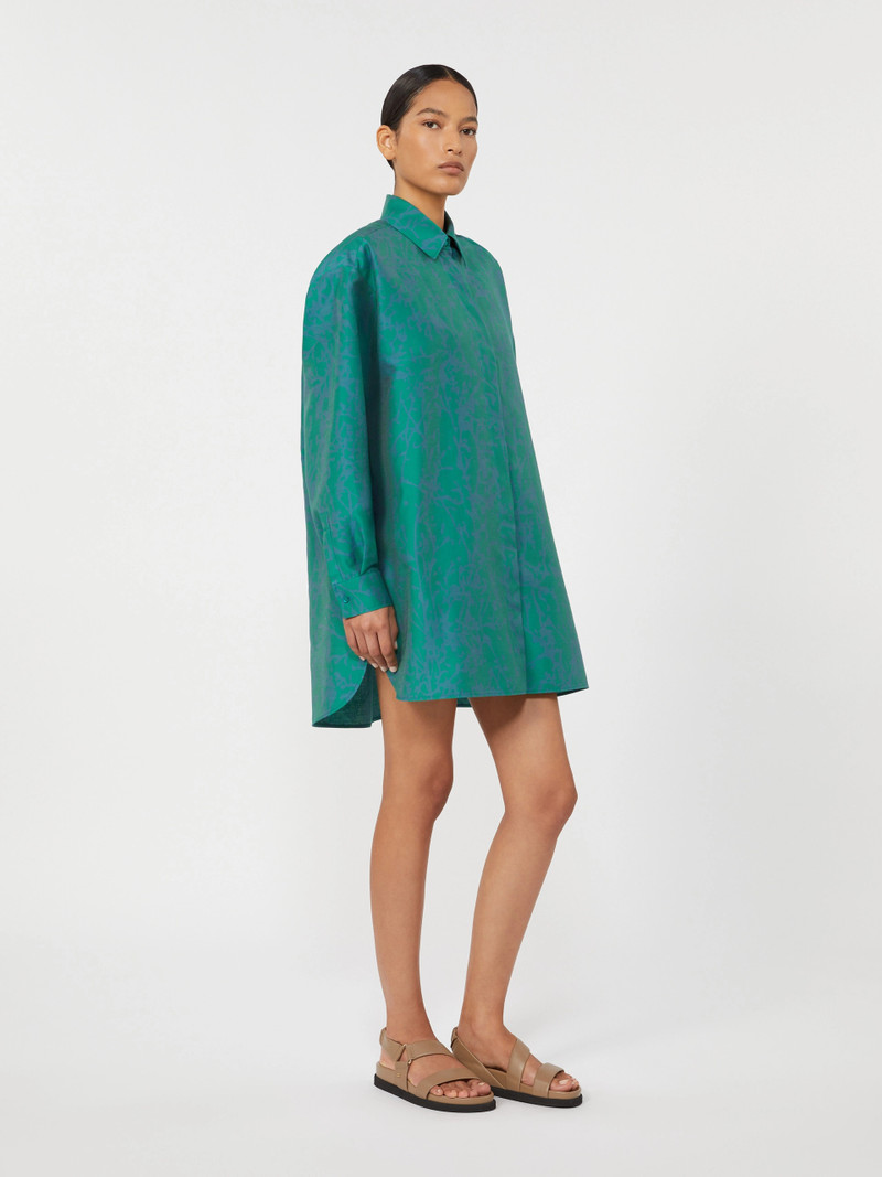 BIRD Printed cotton and silk shirt dress - GREEN 3