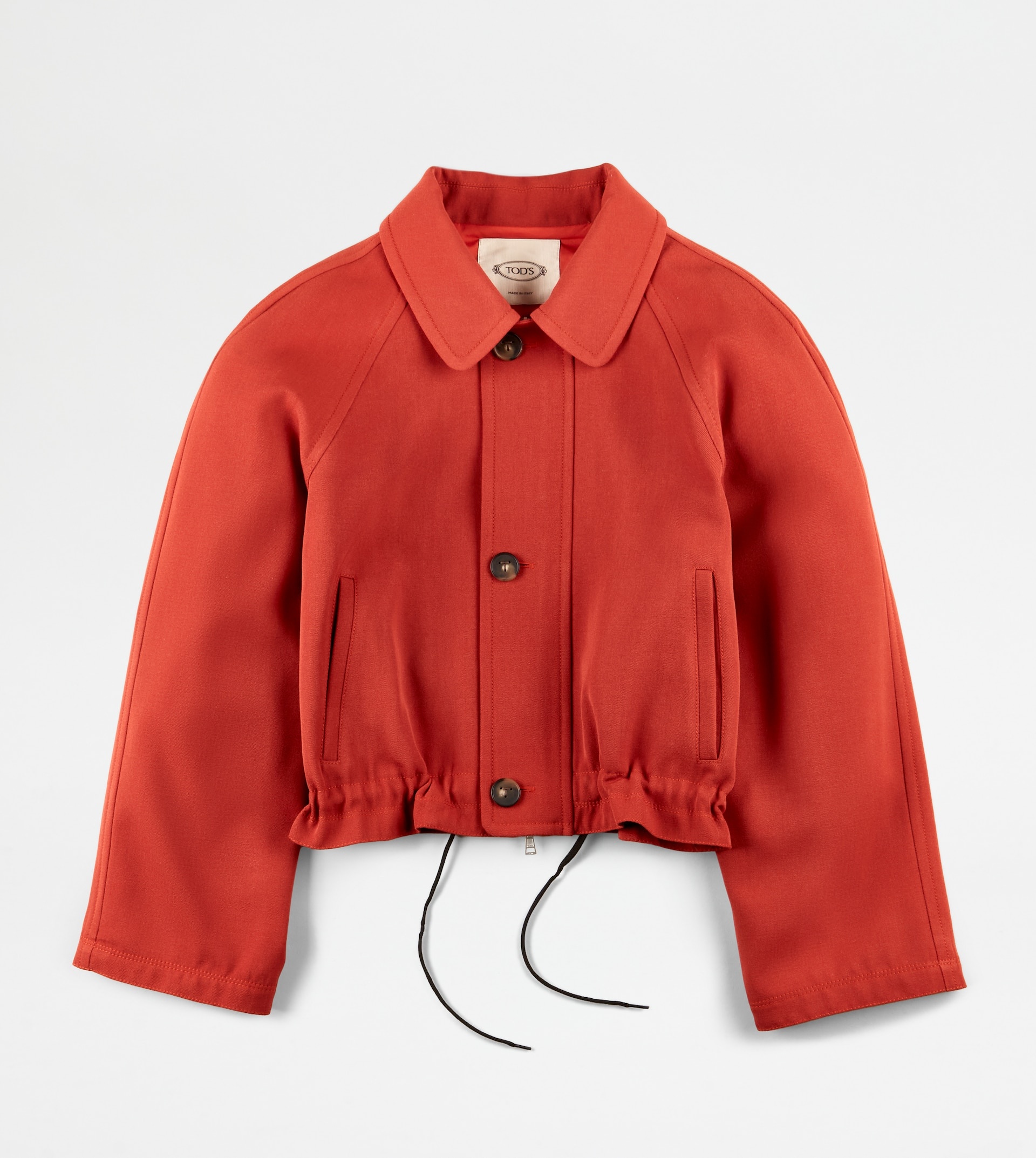 CROPPED SAFARI JACKET IN WOOL - RED - 1