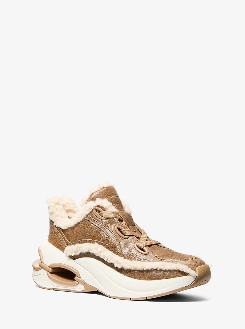 Toni Distressed Leather and Sherpa Trainer - 1