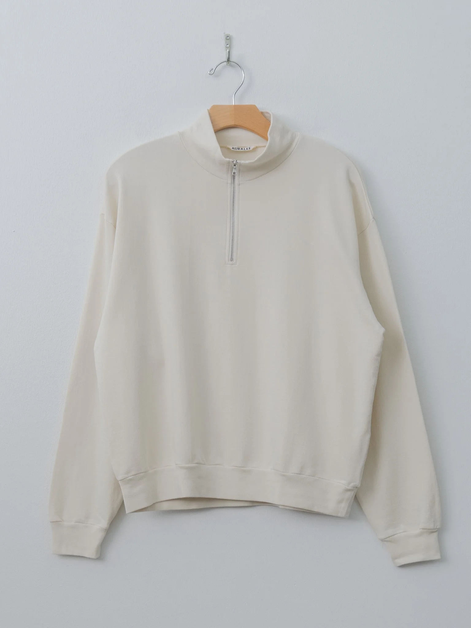 Super High Gauge Sweat Half Zip P/O - Ivory White, Burgundy - 1