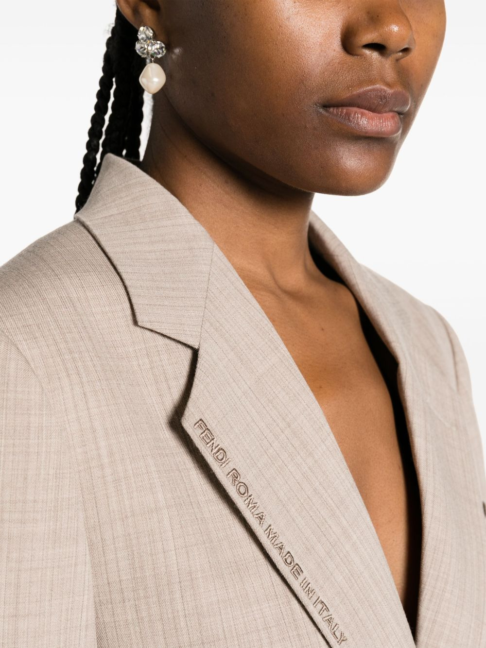 logo-embroidered single-breasted blazer - 5