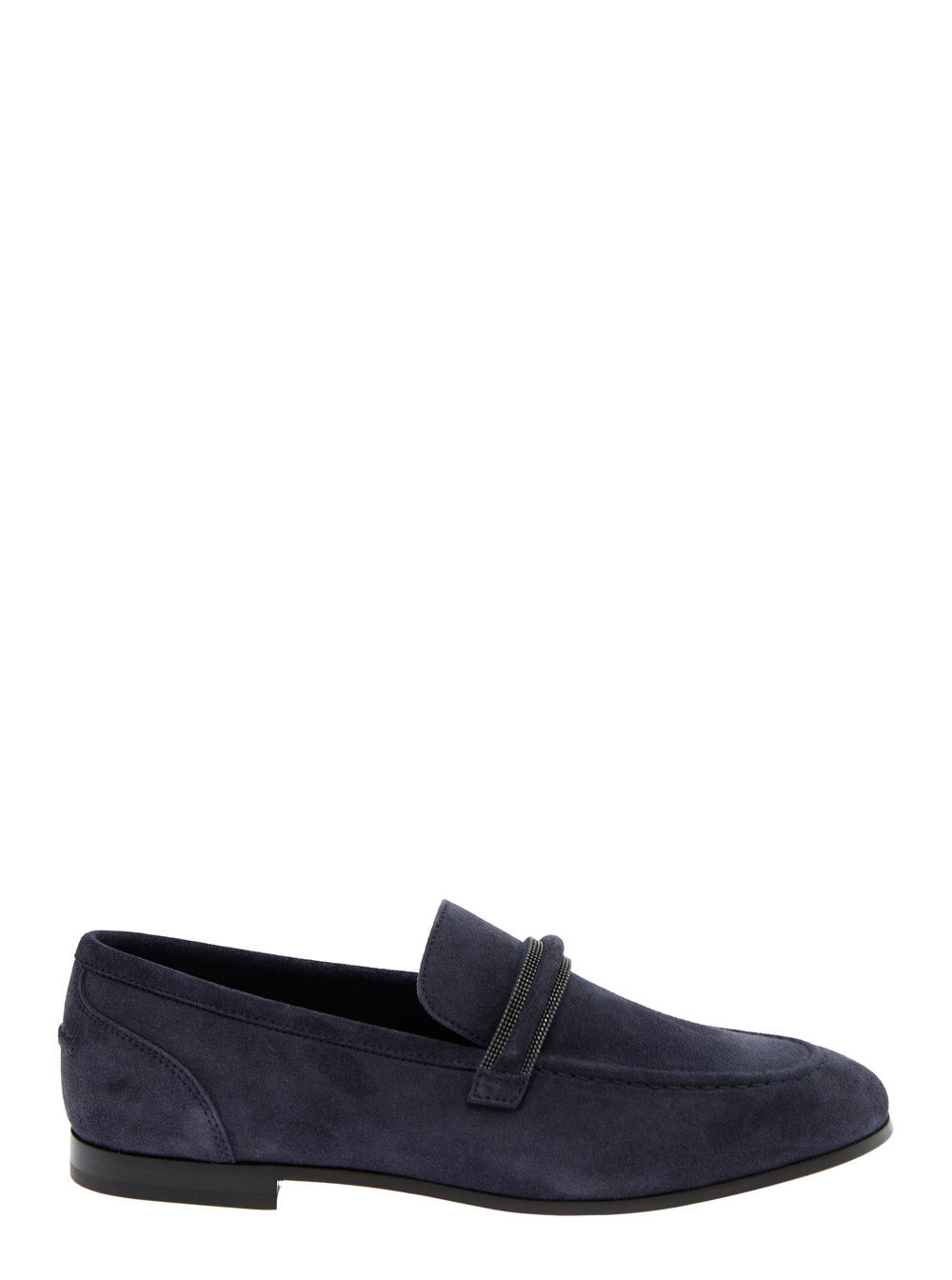 Brunello Cucinelli Women Blue Loafers With Monil Detail On The Front In Suede Woman - 1