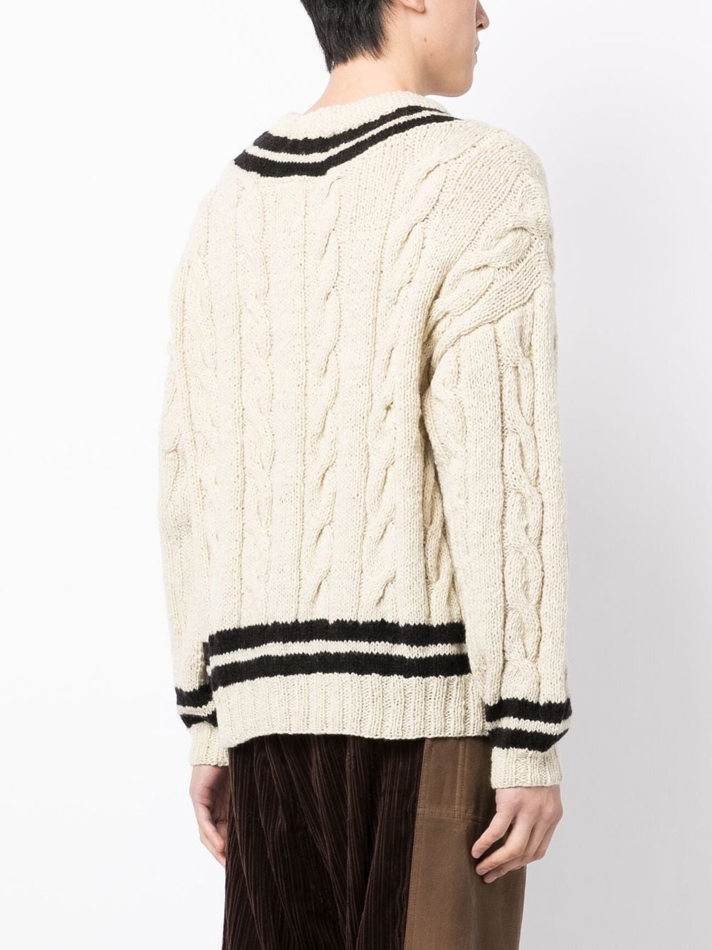 CABLE-KNIT V-NECK JUMPER - 3
