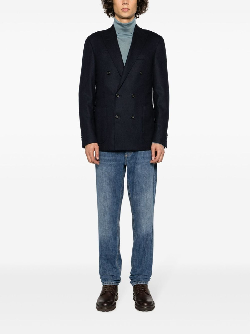 Canali peak-lapels wool-blend blazer outlook