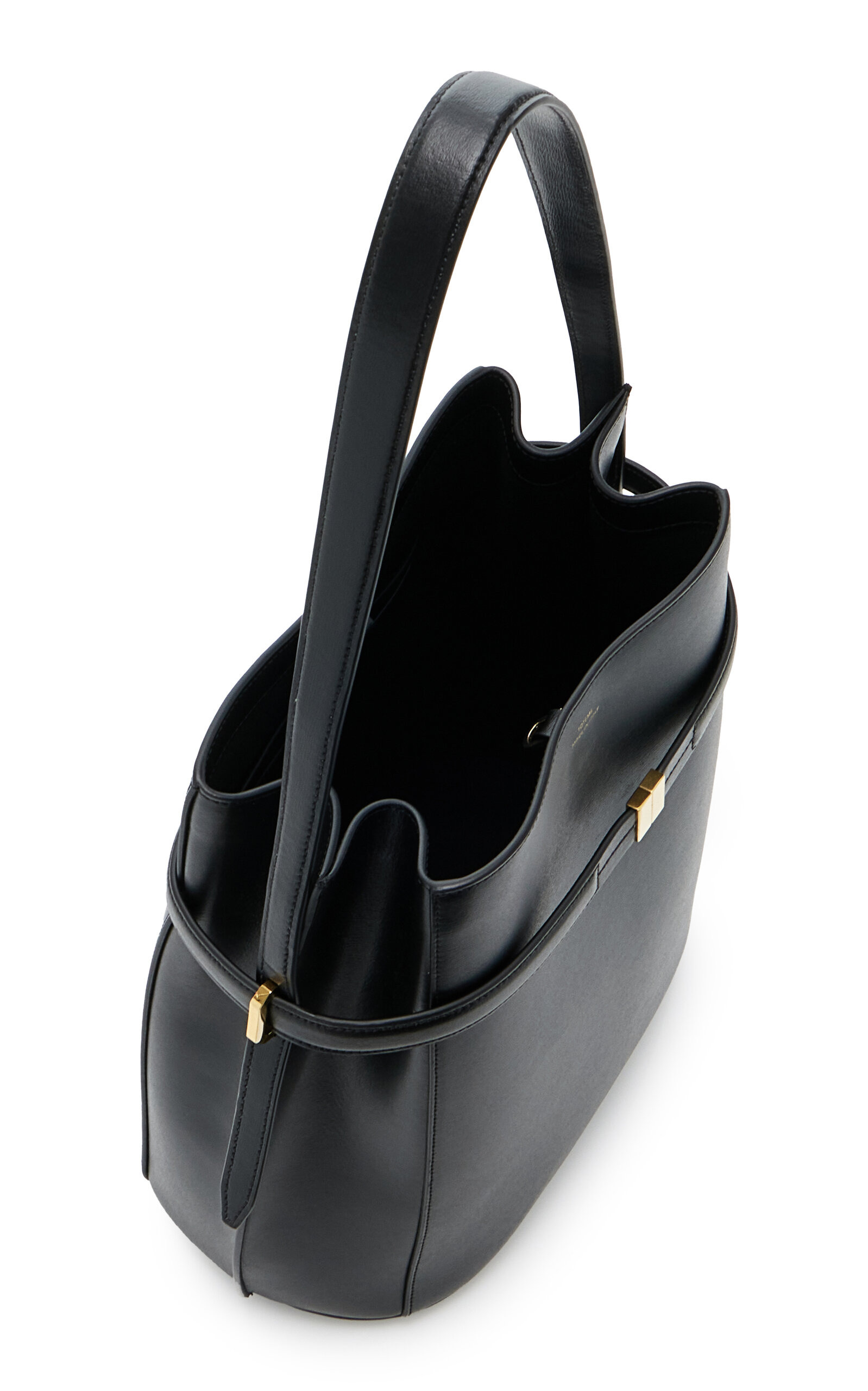 Belted Leather Bucket Bag black - 6