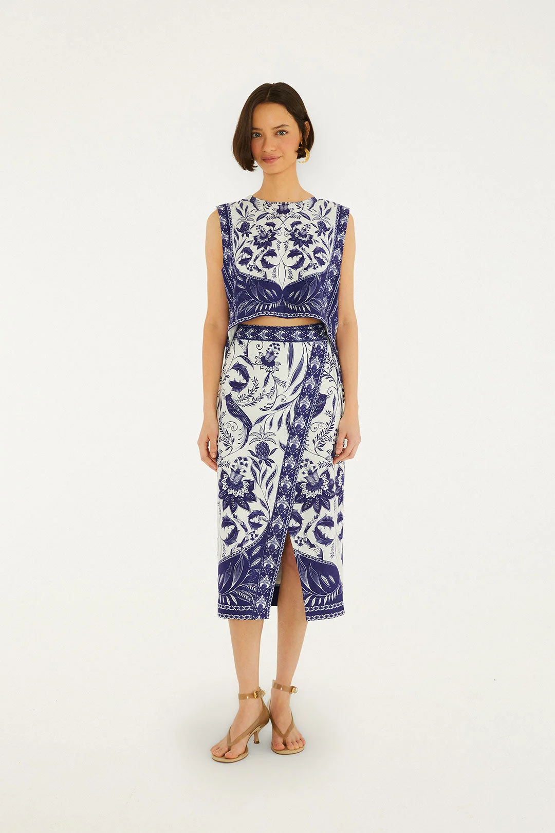 Off-White Nina Lenzing Ecovero Euroflax Wrap Midi Skirt - 1