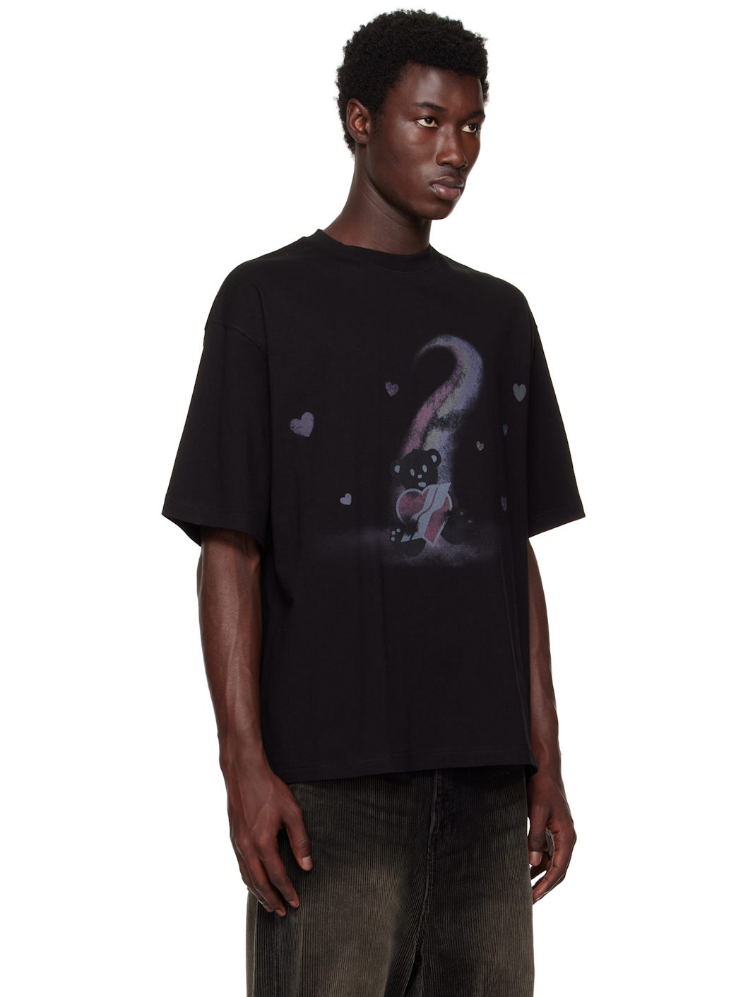 Black Teddy Bear Print T-shirt - 2