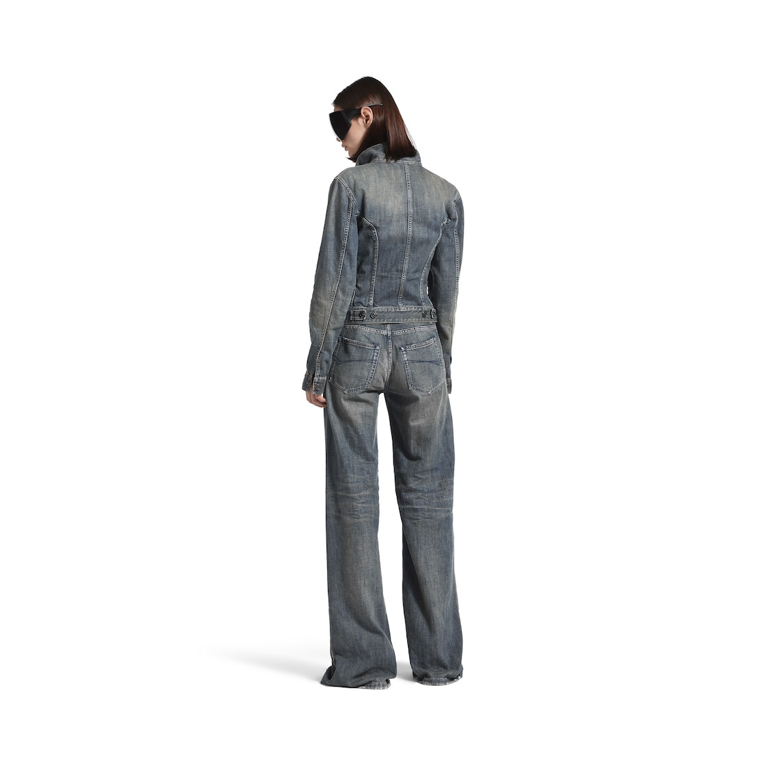 Women's Corseted Denim Jacket in Blue - 4