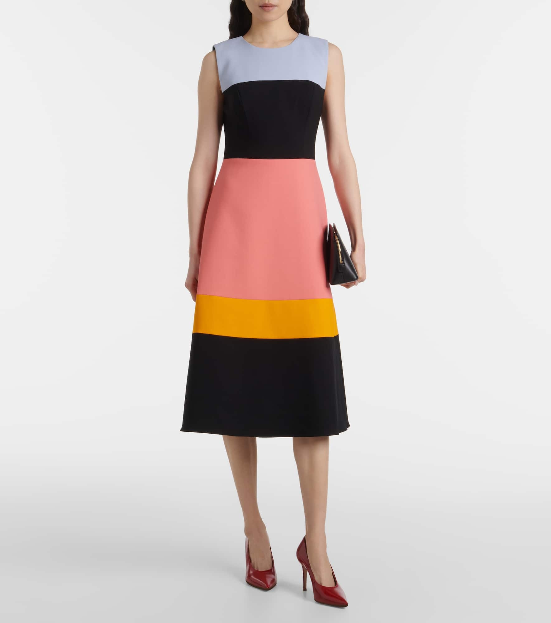 Colorblocked wool-blend midi dress - 2