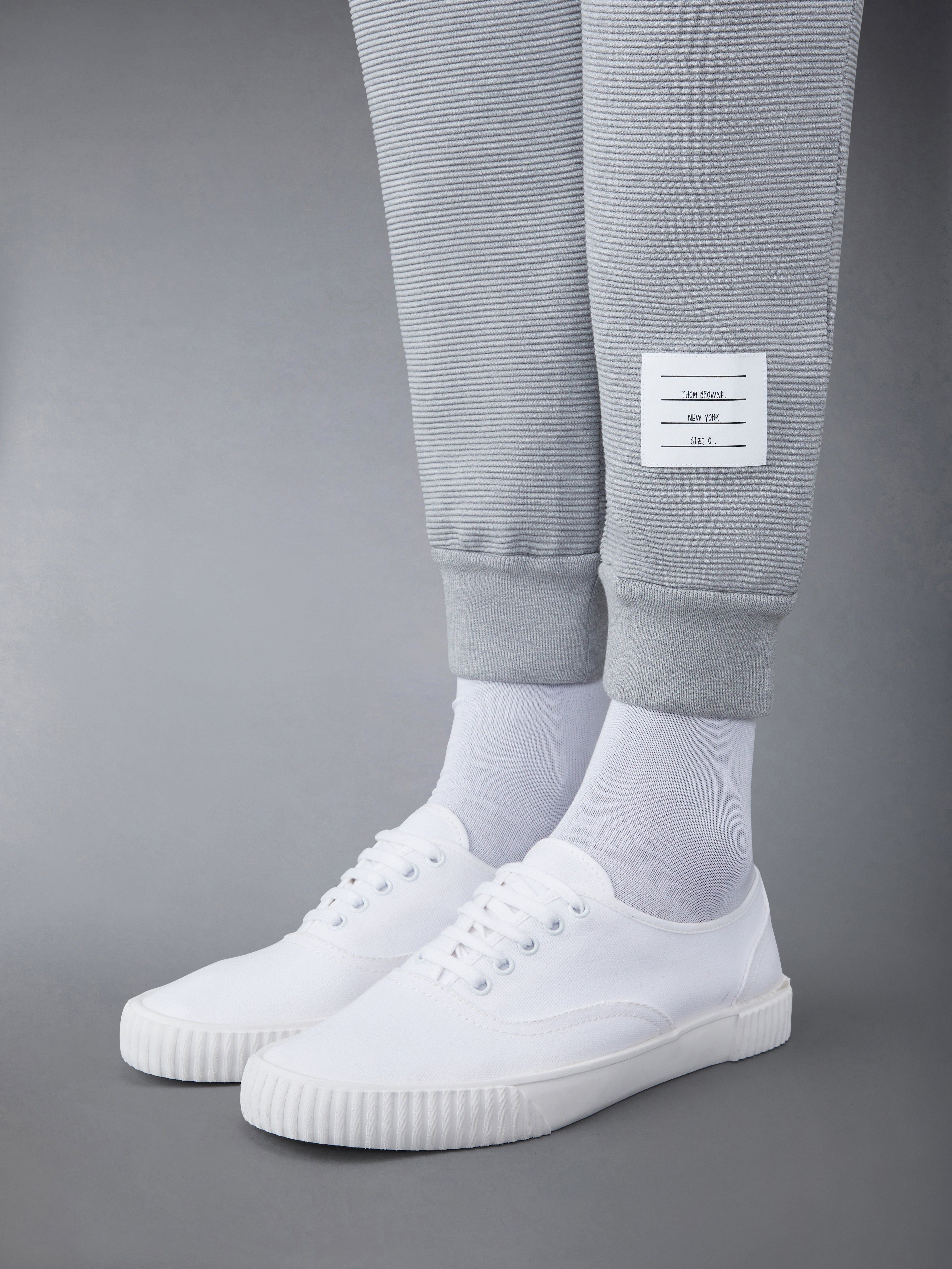 Light Grey Cotton Ottoman Rib 4-Bar Sweatpant - 4