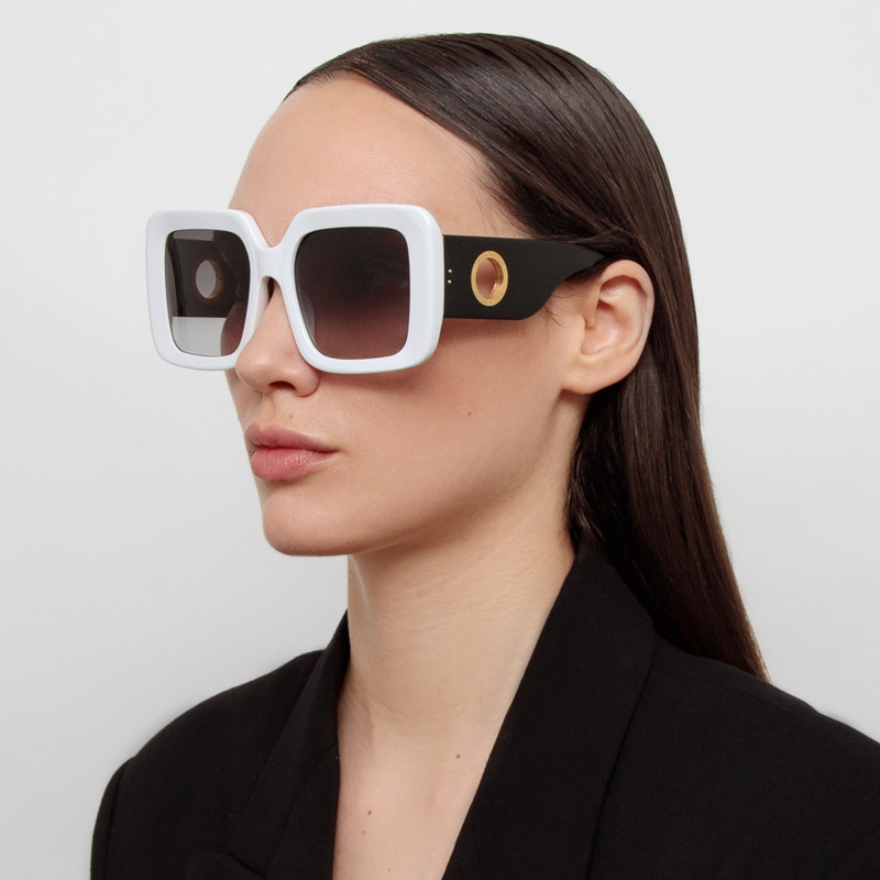 LINDA FARROW SHELLY OVERSIZE SUNGLASSES IN WHITE outlook
