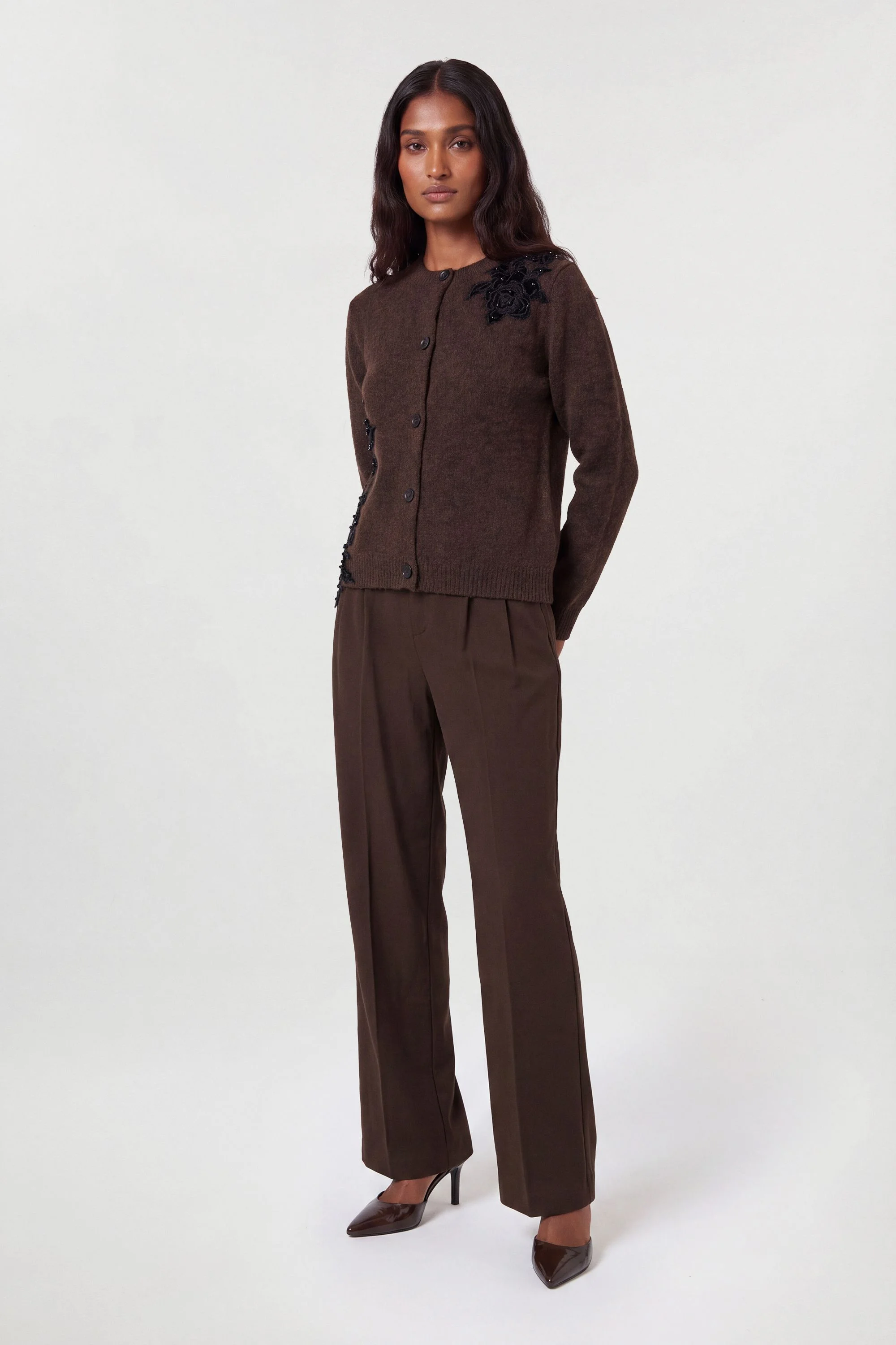 Lace Embellished Cosy Knit Cardigan - 1