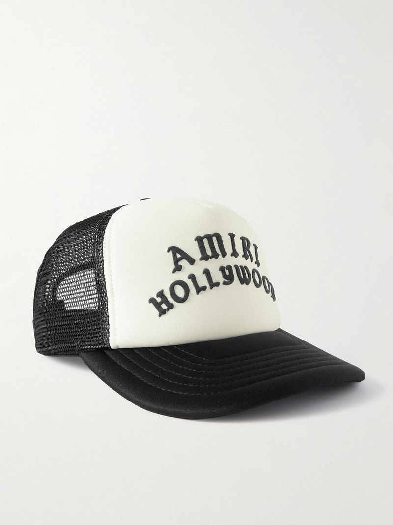 Hollywood Logo-Embroidered Cotton-Canvas and Mesh Trucker Cap Black 1