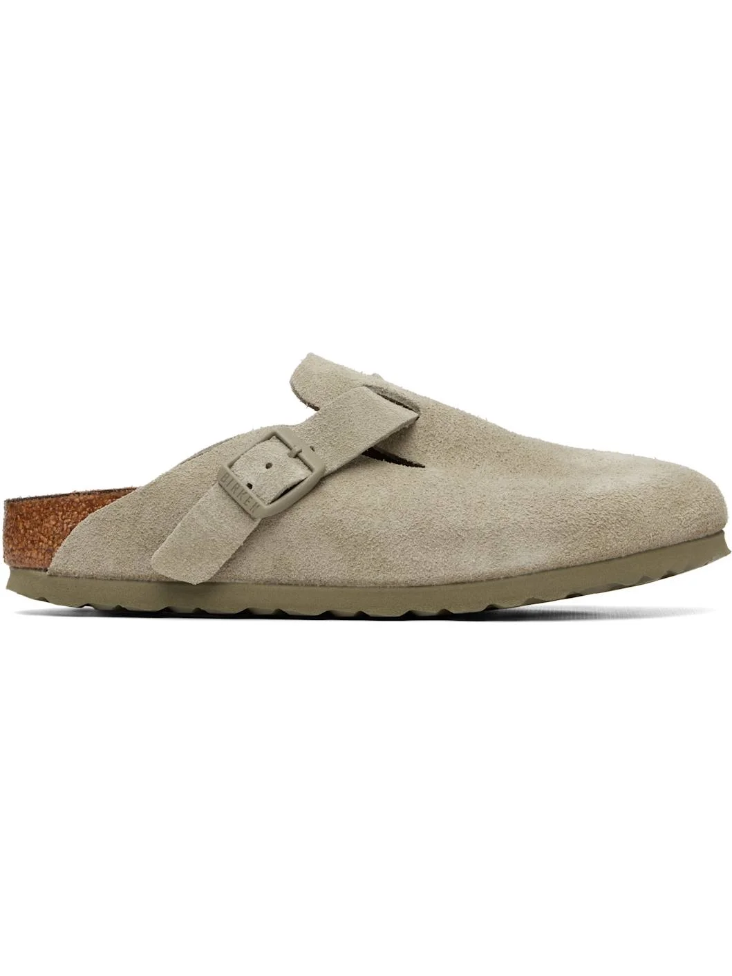 Khaki Narrow Boston Suede Leather Loafers - 1
