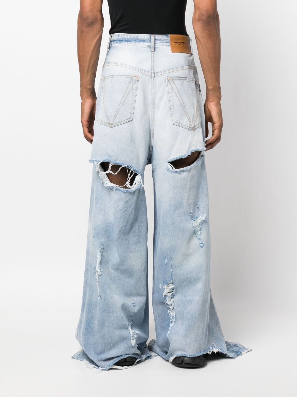 distressed wide-leg jeans - 5