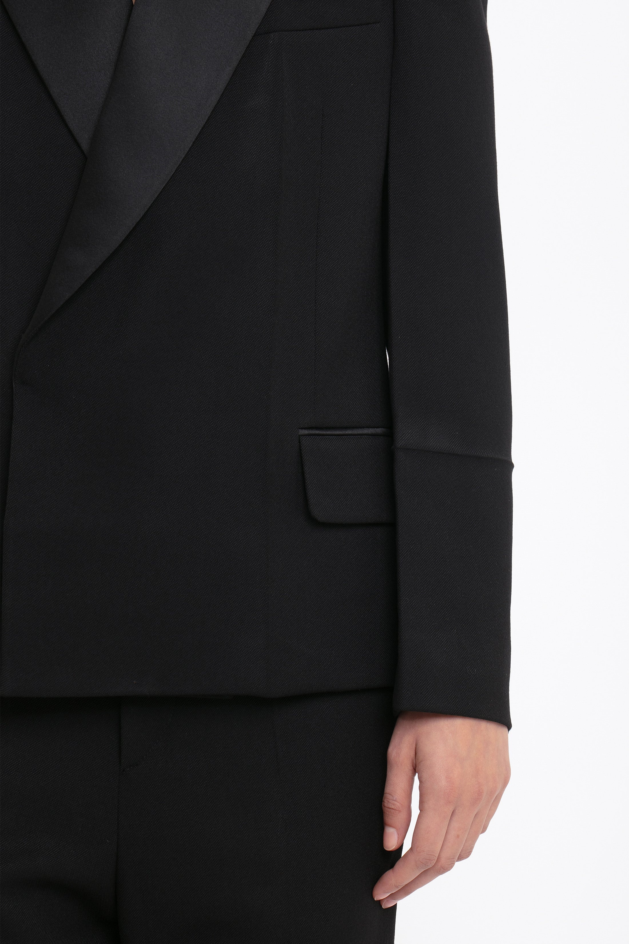 Pointed Shoulder Tux Jacket In Black - 5
