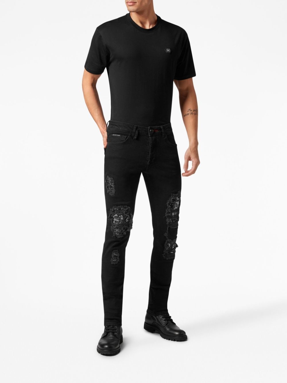rhinestone-embellished low-rise skinny jeans - 2