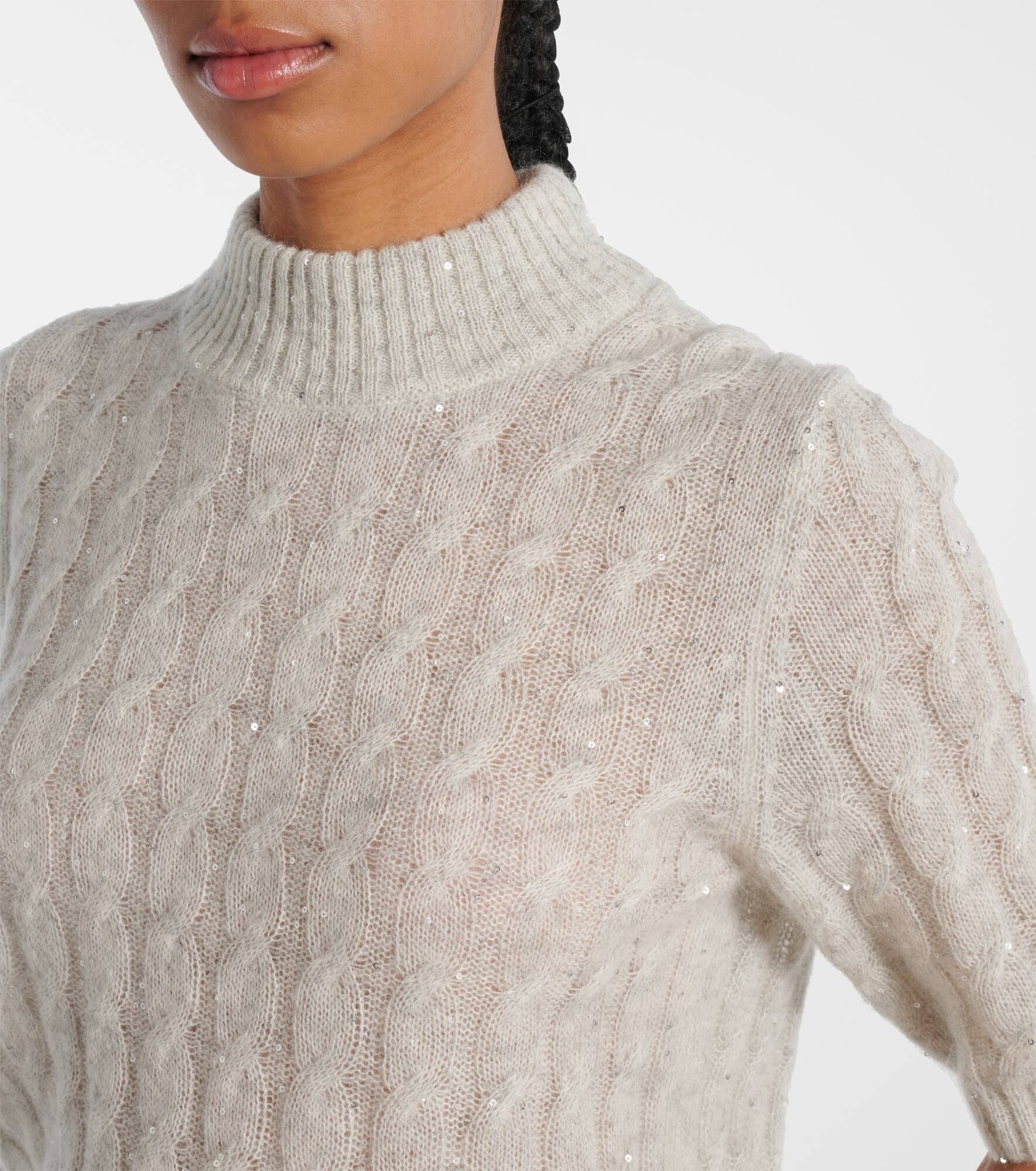 Sequined cable-knit sweater - 4