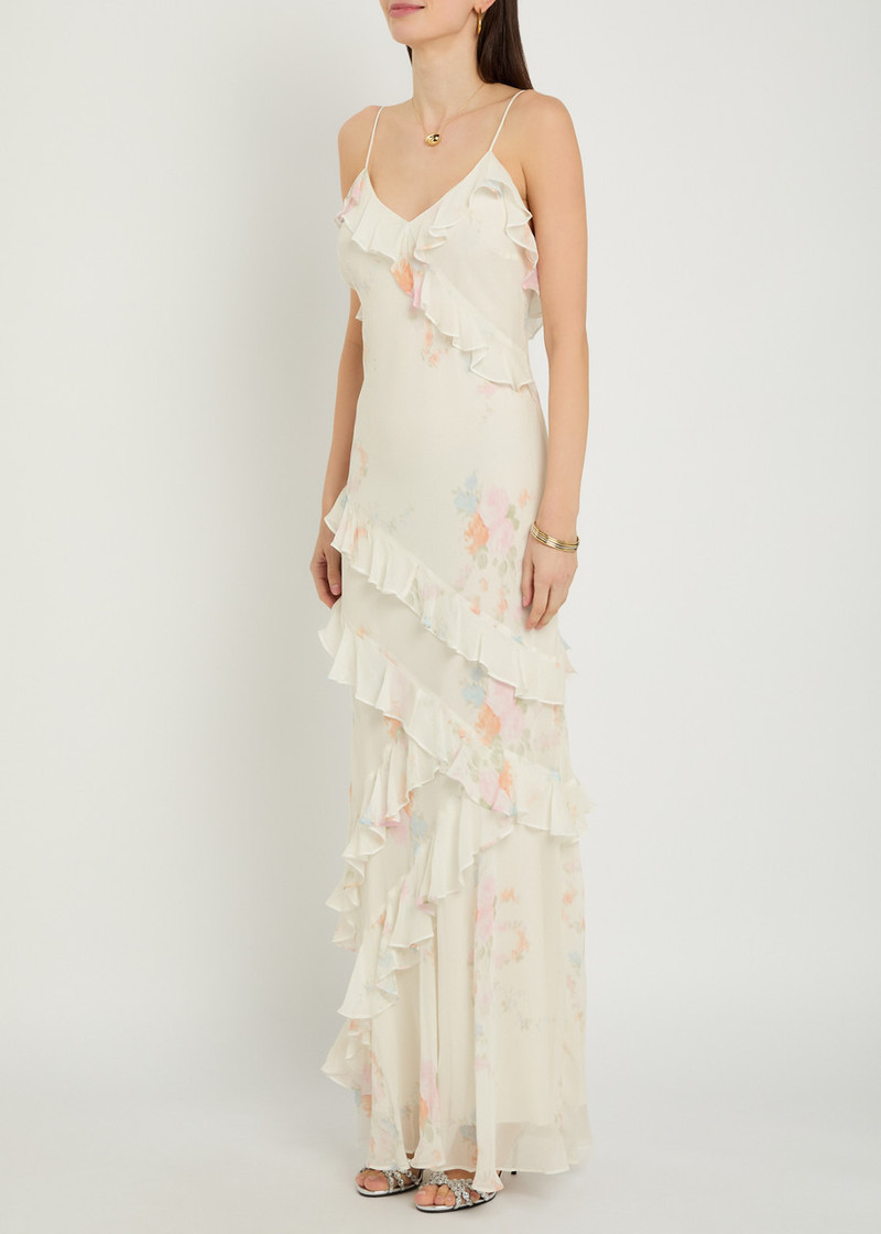 LoveShackFancy Loveshackfancy Rialto Floral-print Chiffon Maxi Slip Dress outlook