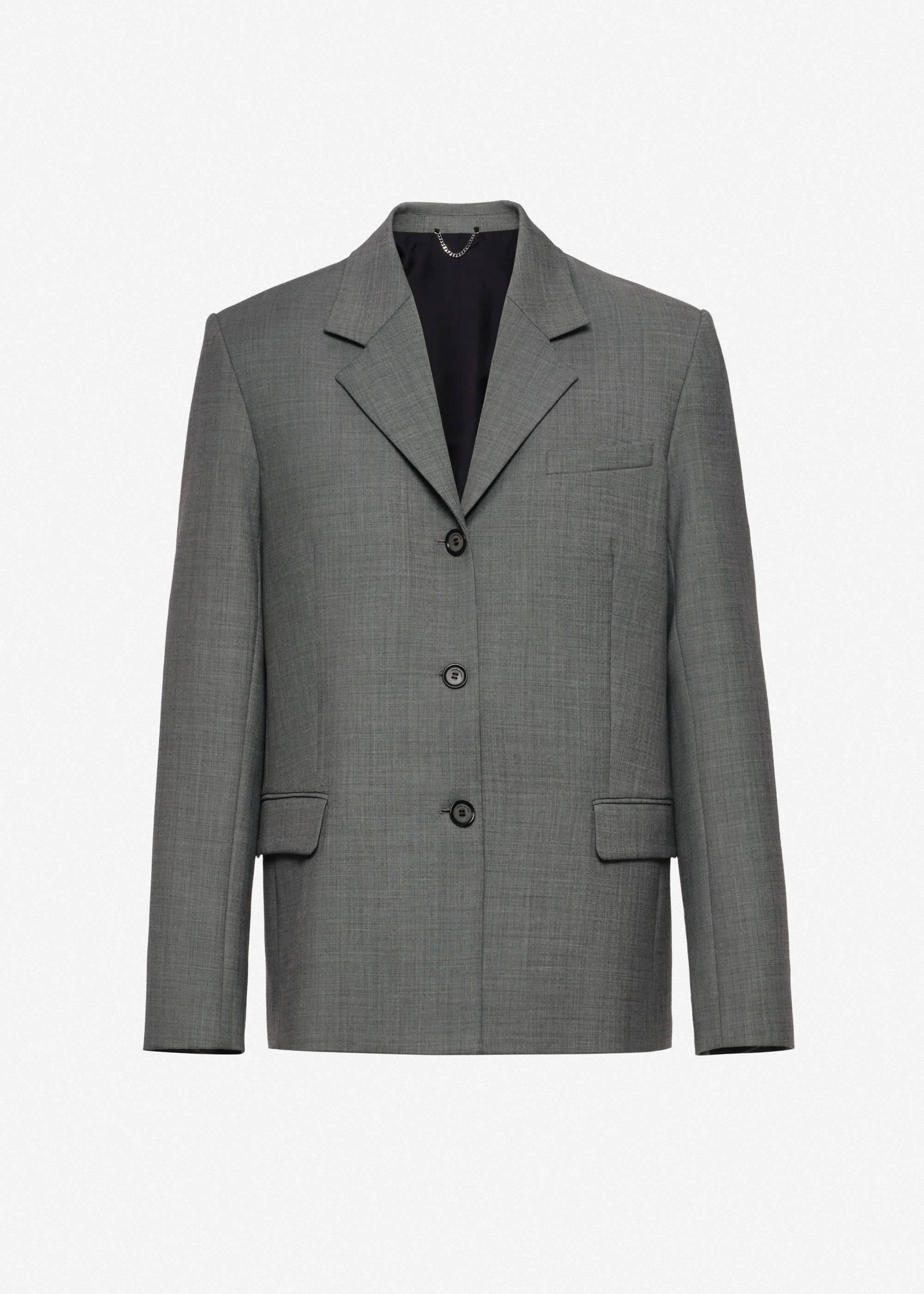 Straight-cut wool blazer in grey - 1