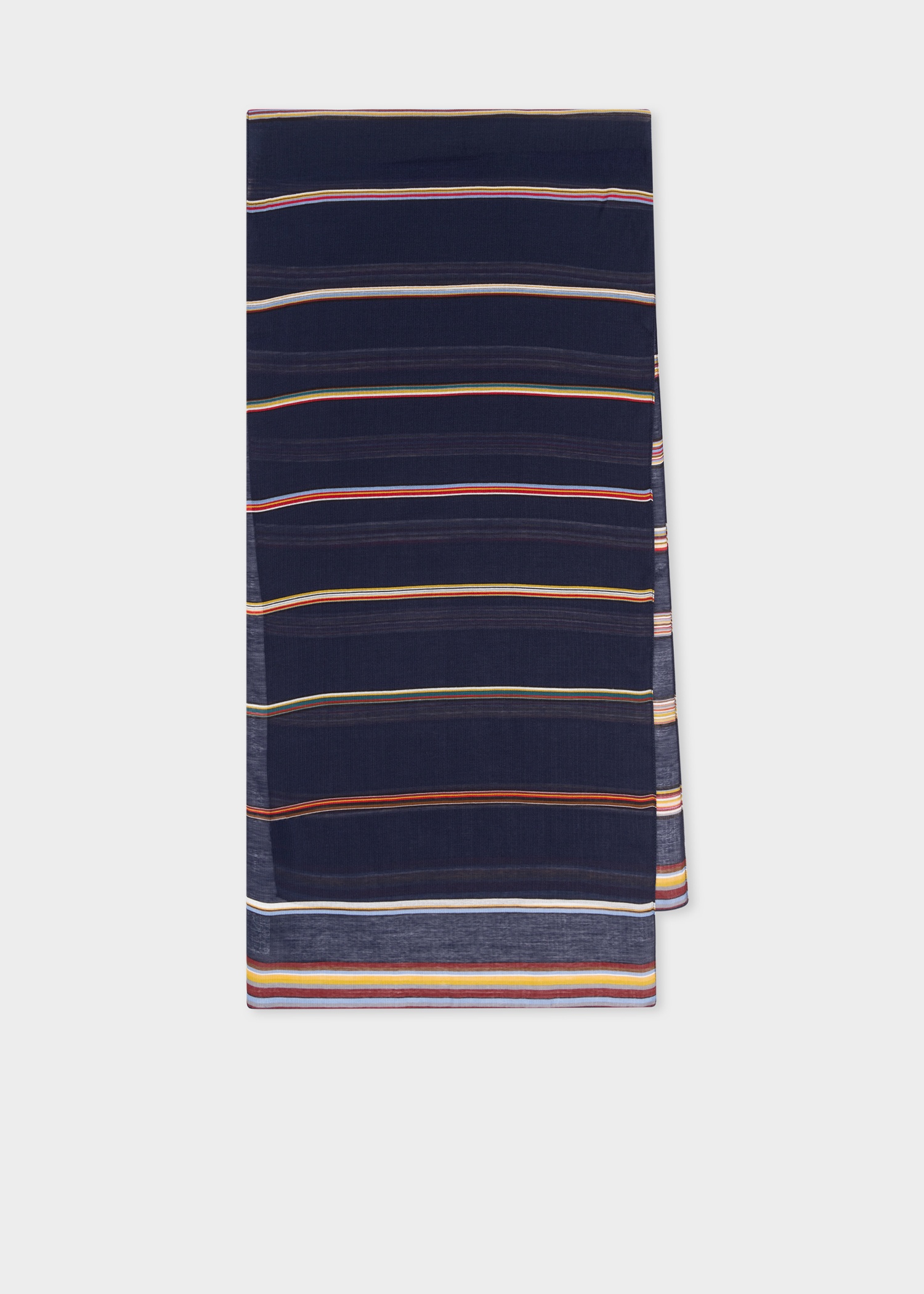Women's Navy Broken 'Signature Stripe' Silk-Blend Scarf - 1
