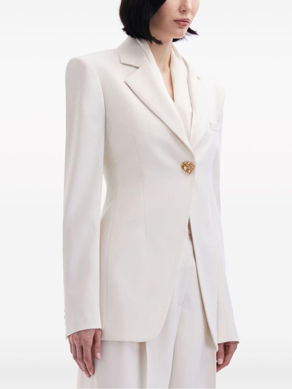 button-detail virgin-wool blazer - 4