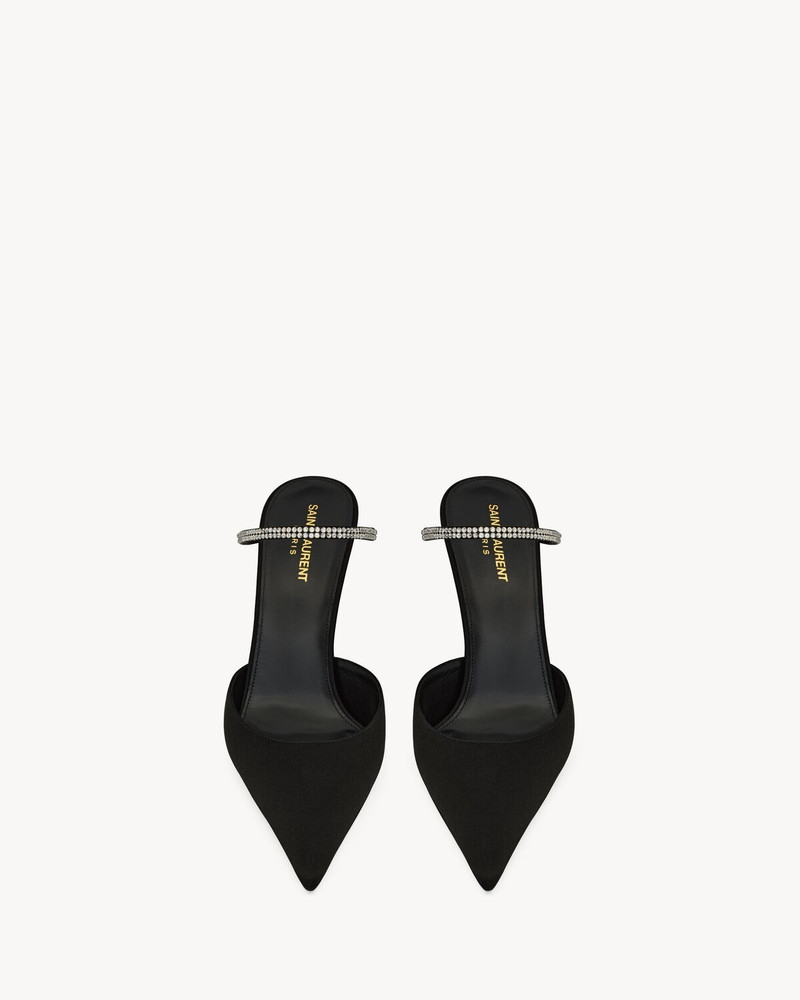 SAINT LAURENT BARBARA MULES IN SATIN CREPE AND RHINESTONES outlook