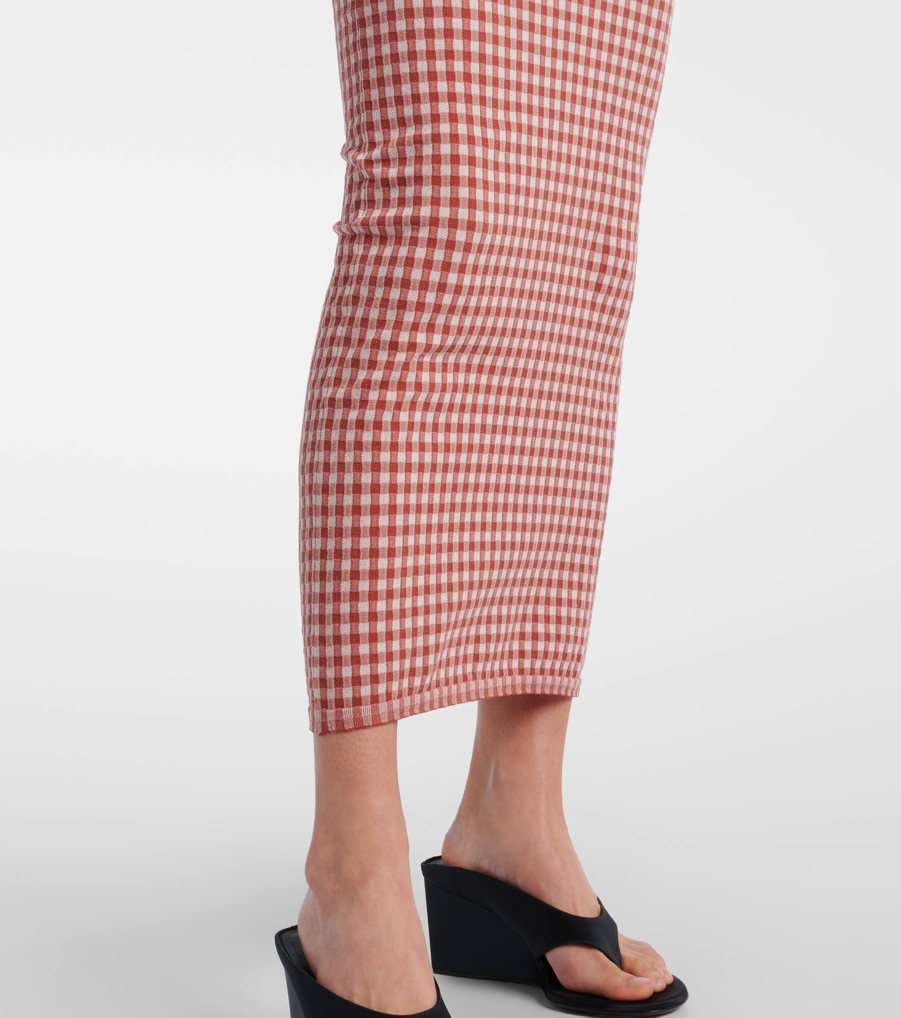 Checked off-shoulder midi dress - 5