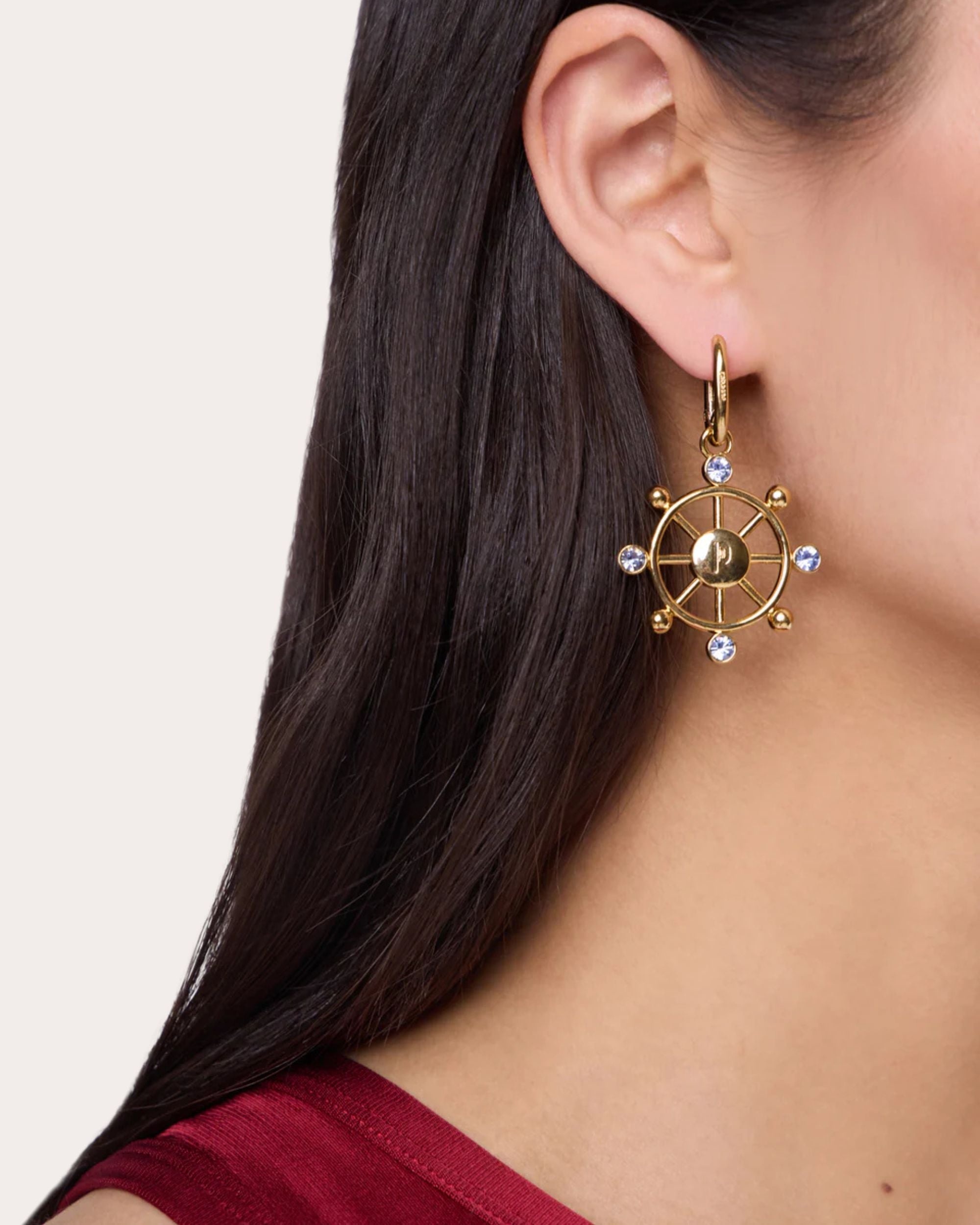 Crystal & Goldtone Rudder Drop Earrings - 2