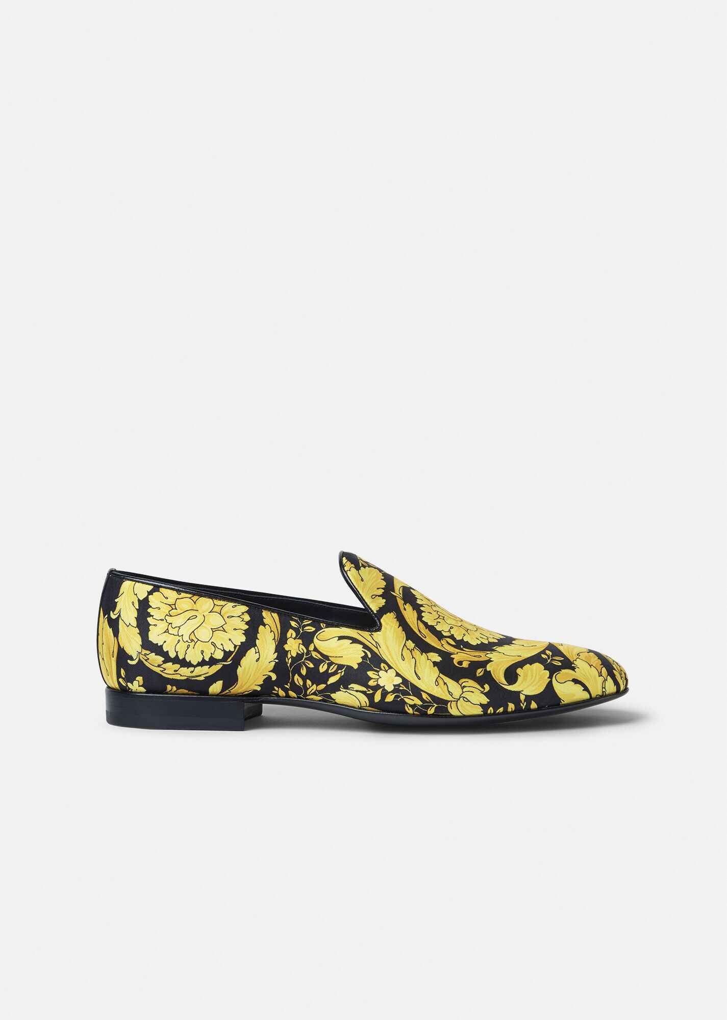 Barocco Print Silk Slippers - 1