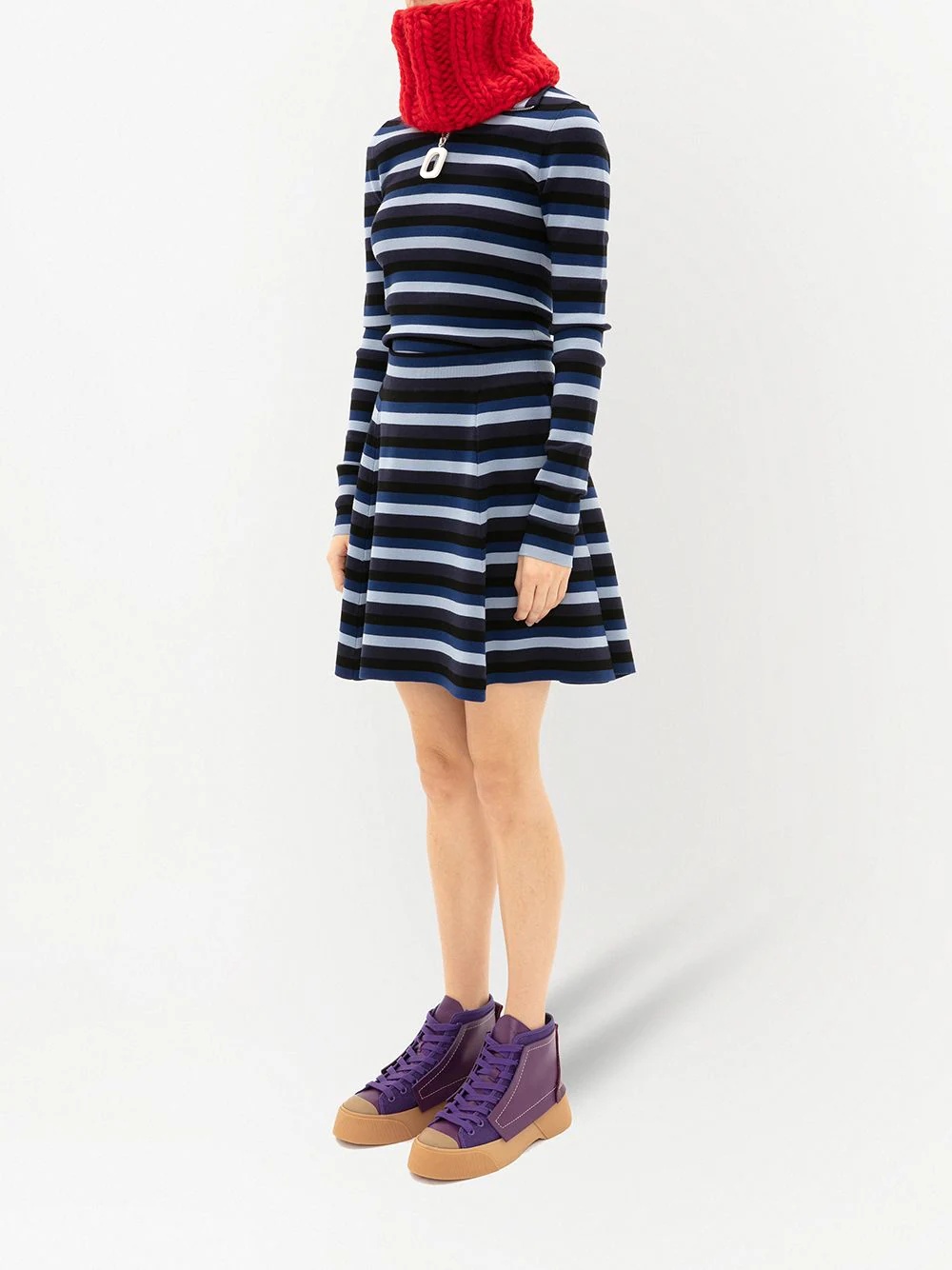 striped flared miniskirt - 3